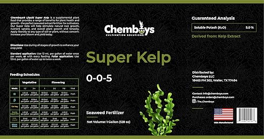 Chemboys Super Kelp Liquid Seaweed Fertilizer – Kelp Plant Food Supplement for Plant Growth Bloom & Yield Boost – Liquid Kelp Seaweed Concentrate Garden Fertilizer - 8 fl oz