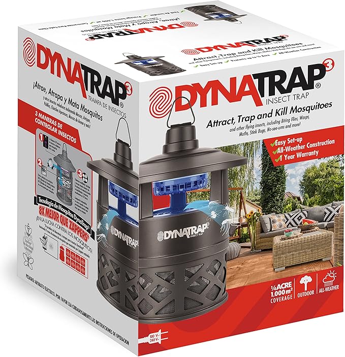DynaTrap DT160-TUNSR 1/4 Acre Mosquito Trap & Flying Insect Trap – Kills Mosquitoes, Flies, Gnats, Wasps, & Other Flying Insects – Mosquito Zapper & Bug Zapper Outdoor Alternative – Tungsten