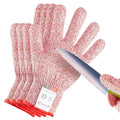 Cutting Gloves, 2 Pairs of Cut Resistant Gloves Food Grade, Cut Resistant Gloves for Kitchen, Oyster Shucking, Fish Fillet Processing, Carving Wood and Gardening(Small-Red)