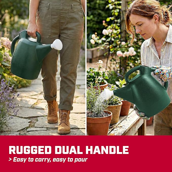 Chapin 48009 Watering Can, 2 Gallon, Indoor and Outdoor Plants, Lawn, Garden, Removable Nozzle, Drip-Free Sprinkler Head, Recycled Plastic, Green