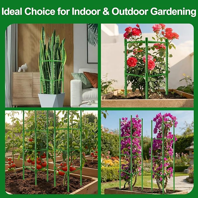 WAENLIR 6-Pack Tomato Cage for Garden, Up to 51 Inch Tomato Trellis for Raised Garden Bed, Plant Stakes for Pots, Durable Tomato Plant Support Garden Stakes for Climbing Plants (Green, 51 inch 6 Pack)