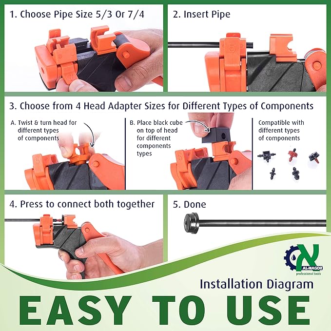 Al-Magor Talli Grip TG Garden Patented Insertion Tool for Dripper - Connector & Dripper Gun - Drip Irrigation Tool -Irrigation System for Garden - Drip Irrigation Punch Tool Kit -700011