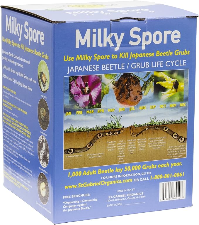 St. Gabriel Organics Milky Spore Powder, 10oz – Japanese Beetle Grub Killer for Lawns