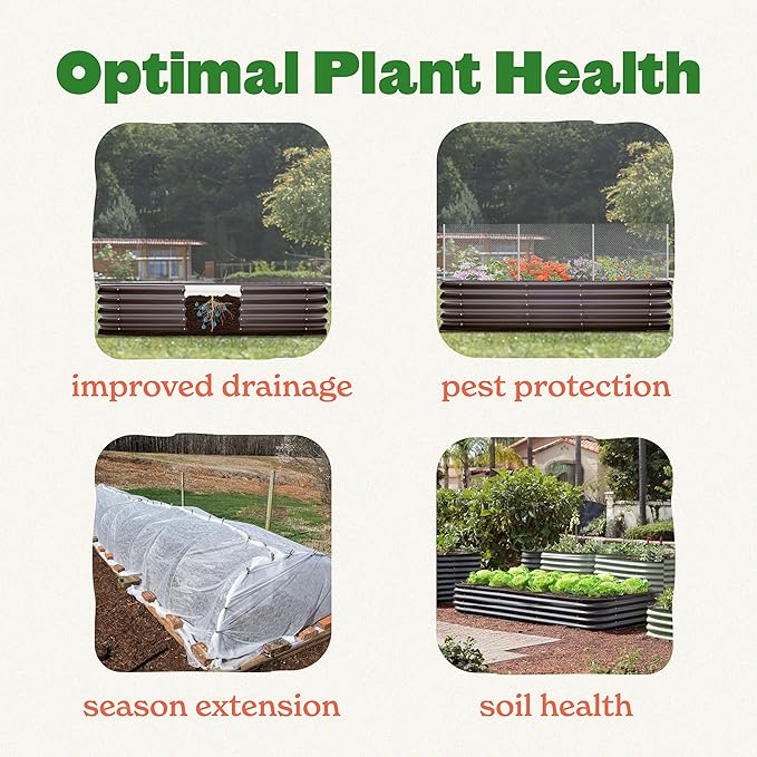 Epic Gardening 6-in-1 Modular Galvanized Raised Garden Bed Kit, 15" Tall Metal Planter Box, Durable Aluzinc Steel Raised Garden Bed Outdoor for Vegetables, Herbs, Flowers & Fruits - Small Mist Green