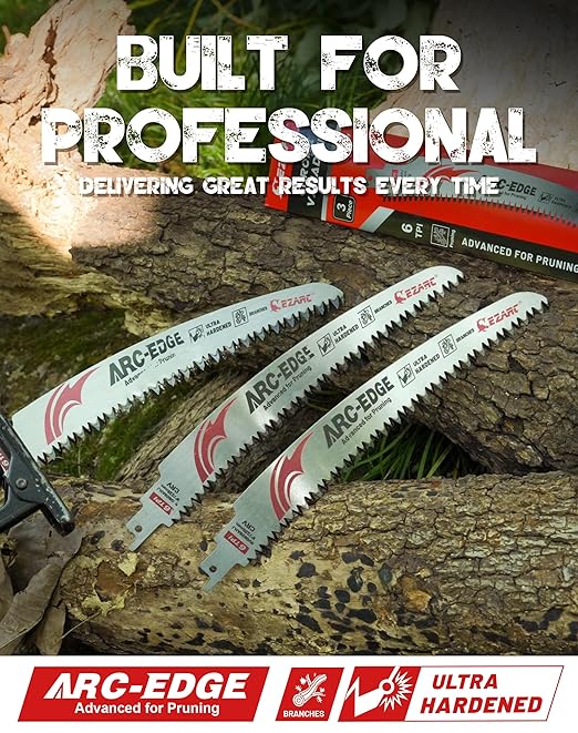 EZARC Japanese Teeth Reciprocating Saw Blade 9 Inch, Arc Edge Wood Pruning Saw Blades 6TPI for Tree Trimming, Wood Cutting, 3 Pieces
