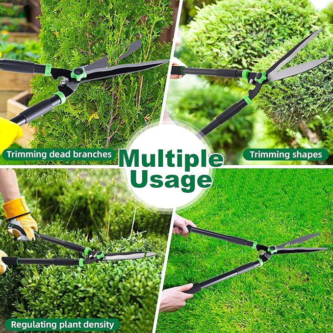Hedge Shears 29.5" Manual Hedge Clippers with 15° Angle Precision Blades Plant Cutting Scissors for Trimming and Shaping Hedges, Shrubs, Boxwood, Tall Bushes