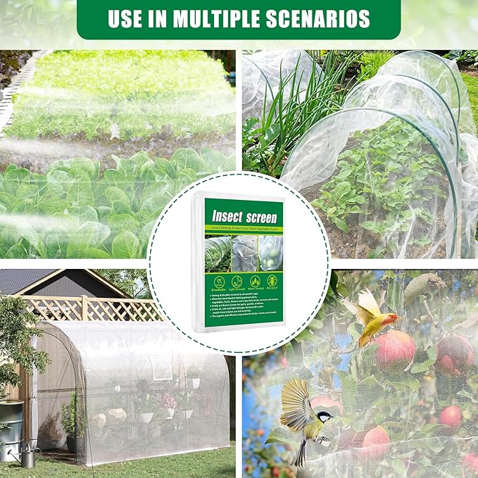 10 X 100 FT Garden Mesh Netting Pest Barrier for Raised Beds, Fruit Tree Netting for Cicadas, Bird Insect Nettings for Garden, Blueberry Bush Strawberry Netting Cover for Garden Protection