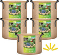 iPower 5 Pack 25 Gallon Tan Grow Bags, Garden Planting Nonwoven Fabric Pots with Reinforced Handle, Heavy Duty and Aeration Planter Pot for Tomato, Fruits, Vegetables and Flowers