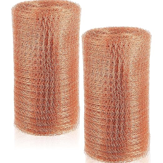 Gisafai 8" x 32 ft Copper Mesh Rodent Control Copper Wool for Slugs Rustproof DIY Hole Filler Pure Wire Mesh for Bat Snail Bird Pest Rodent Control Gap Blocker Fill Fabric Hole Blocking Gardening