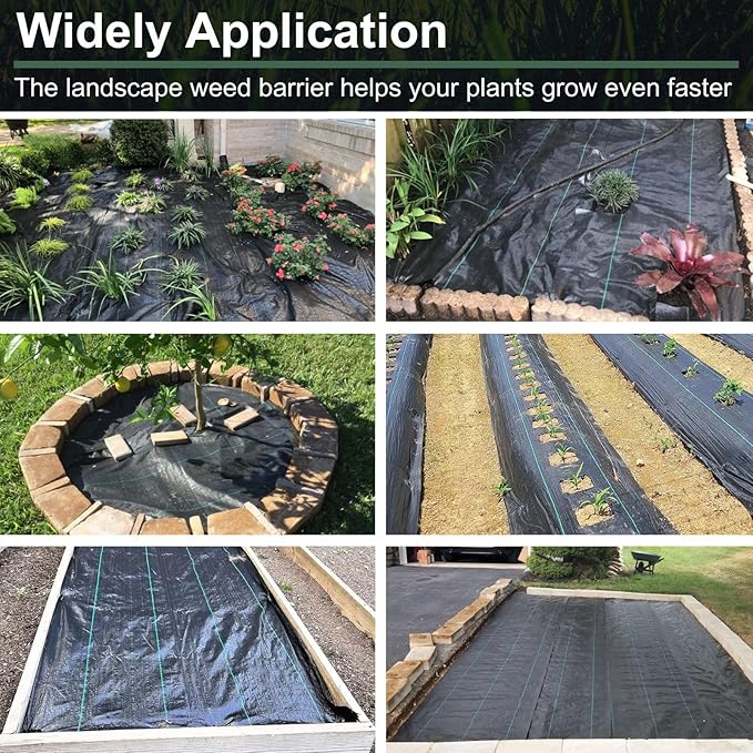 Rohuis 4ft x 300ft Weed Barrier Landscape Fabric, Heavy Duty Woven Ground Cover for Garden, Weed Control Mat for Gardening Driveway Landscaping, Weed Blocker Cloth