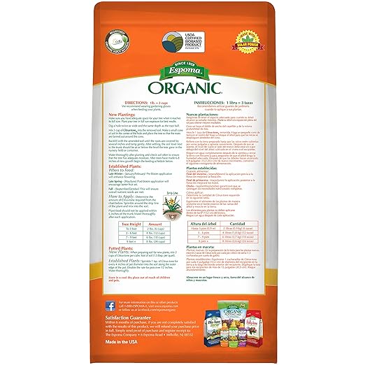 Espoma Organic Citrus-Tone 5-2-6 Natural & Organic Fertilizer for All Citrus, Fruit, Nut, & Avocado Trees; 4 lb. Bag. Promotes Vigorous Growth & Abundant Fruit - Pack of 3