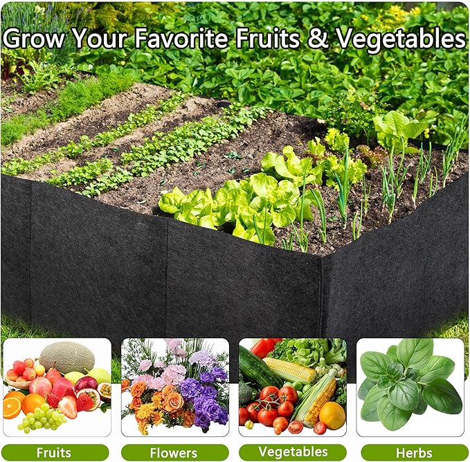 8 Grids Fabric Raised Garden Beds, 4x2x1ft Thickened 400G Square Fabric Grow Bags with Handles,Indoor Outdoor Fabric Plant Pots Planter for Vegetables, Herbs, Flowers