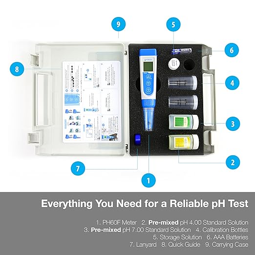Apera Instruments, LLC-AI312 Apera Instruments Premium Series PH60F Flat pH Pocket Tester Kit for Surface pH Test e.g. Skin, Textiles, Paper, etc, ±0.01 pH Accuracy