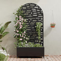 Casaphoria Metal Raised Garden Bed with Trellis and Wheels, 72"x35"x16" Arched Planter Box for Climbing Plants, Vegetables & Vines, Features Drainage Holes and Privacy Screen (Black-Gerald)