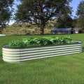 VEIKOU Raised Garden Bed 17" H, 8ft X 2ft Metal Galvanized Raised Garden Bed for Plants, Modular Raised Planter Box for Herbs Flowers, 9 in 1 Raised Garden Bed Kit, Beige