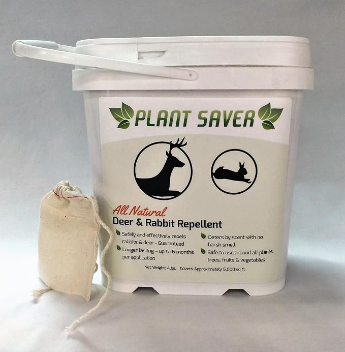 Deer & Rabbit Repellent – All-Natural, Scent-Based Protection – Safe for Pets & Plants – Lasts Up to 6 Months – Also Repels Elk, Moose & Rodents – 4 lbs with 20 Refillable Bags