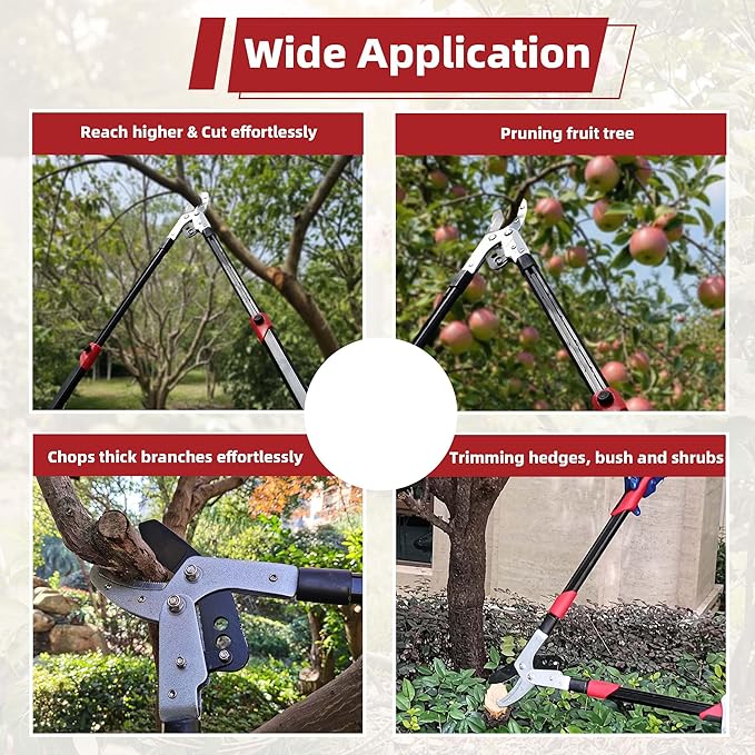 YRTSH Loppers Branch Cutter Heavy Duty Tree Trimmer, Extendable 28-41" Tree Pruner with Compound Action, Tree Cutter with 2 Inch Clean Cut Capacity Chop Thick Branches Effortlessly