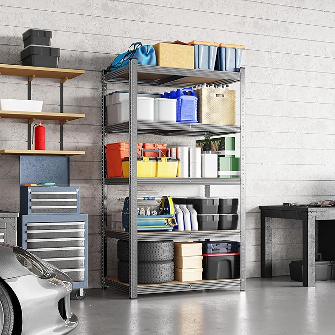 Yaheetech Storage Shelves, 5 Tier Heavy Duty Adjustable Metal Shelving Unit, Industrial Utility Rack for Garage Warehouse Pantry Closet (35.5 W x 16 D x 71 H Inches, Dark Gray)