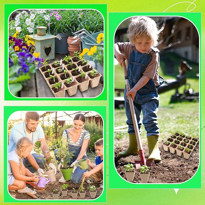 32 Packs of 16 Compartment Seedling Trays with Holes Biodegradable Seedling Sets Organic Plant Seedling Trays for Herb Seed Starter