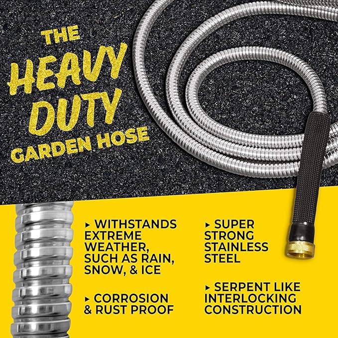 BIONIC STEEL 75ft Stainless Steel Garden Hose | Ultra Durable | Kink Free | With Brass Fittings | Pack of 2
