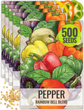 Seed Needs Rainbow Bell Pepper Seeds for Planting Mild Peppers - Non-GMO Heirloom & Untreated Veggie Seed to Plant a Home Grown Outdoor Vegetable Garden (5 Packs)