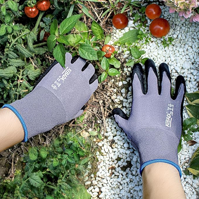 Kebada W5 Work Gloves Bulk Pack (60 Paris), Foam Nitrile Coated Working Gloves with Grip, Knitted with Spandex and Nylon, Ideal for Delivery, Warehouse, XS
