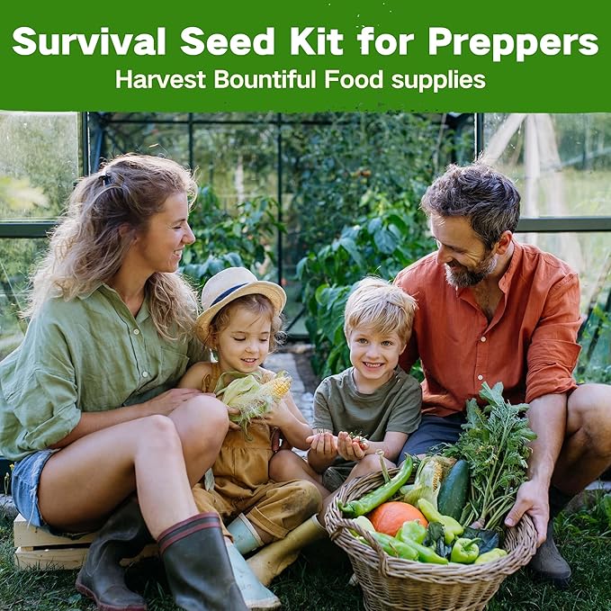 Lush&Dew Raised Garden Bed Heirloom Seed Bank, 32 Varieties 30,000+ Non-GMO Seeds for Planting Vegetables Herbs Fruits Year-Round, Gardening Gifts for Women Men, Survival Seed Kit for Food Supplies