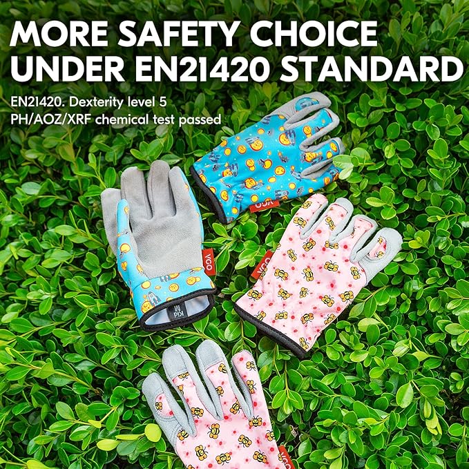 Vgo... 1-Pair Age 4-5 Kids Gardening Gloves,Children Yard Work Gloves,Toddlers,Boys,Girls(Size S, Blue Plane, KID-MF7362)