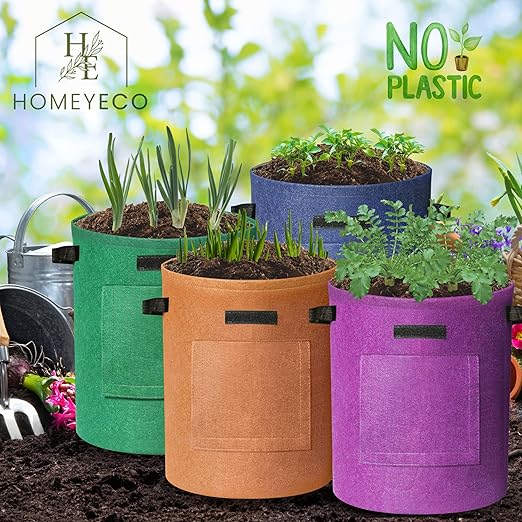 5-Pack 10Gallon Potato Grow Bags with 8 Plant Label Stakes, Thickest 400G Fabric with 150lb Load Handles, Bags for Growing Potatoes with Visual Harvest Window,Multi-Colored Breathable Planter