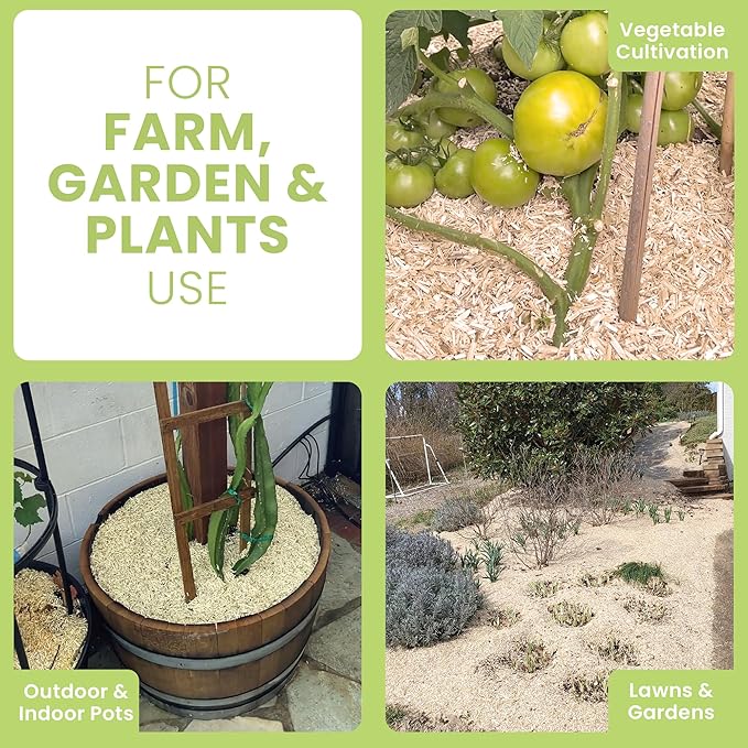 Garden Bed Organic Soil Conditioner - Hemp HURD Garden Mulch - Eco Friendly Potting Soil Aid - Moisture Retaining - Weed Suppressor - Perfect for Flowers & Vegetables - Grown in The US - 5 lbs.
