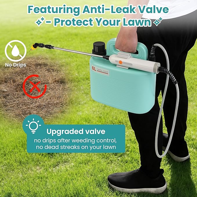 Electric Garden Sprayer 1.6 Gallon - Battery Powered Weed Sprayer Wtih 3 Nozzles, Backpack Sprayer in Lawn and Garden, Pump Sprayer for Gardening, Watering & Spring Planting