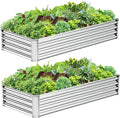 2PCS 6x3x1FT Galvanized Raised Garden Bed Kit, Galvanized Planter Raised Garden Boxes Outdoor, Large Metal Raised Garden Beds for Vegetables-Silver