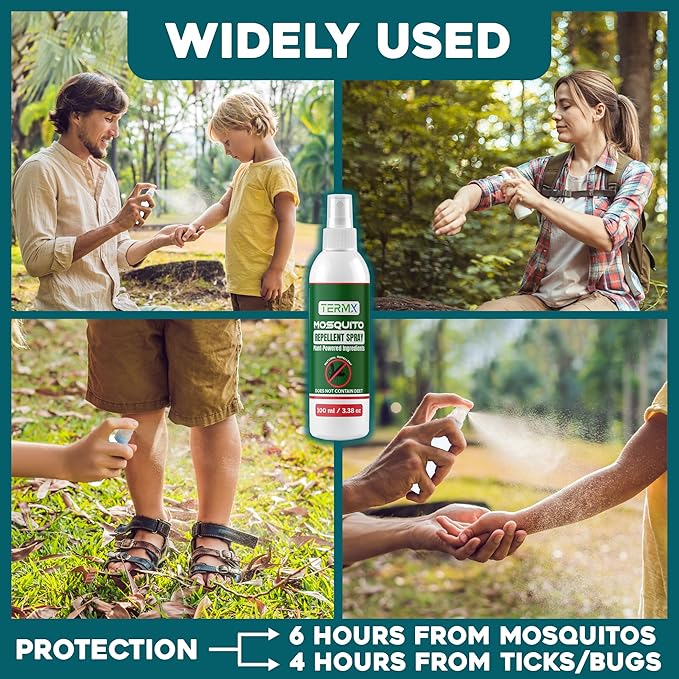 Natural Mosquito Repellent Spray TwinPack 6.75 oz DEET Free Insect Repellent Spray Lemon Eucalyptus Oil Scent for Mosquitoes Gnats Black Flies No-See-ums repelente de Mosquitos para ninos