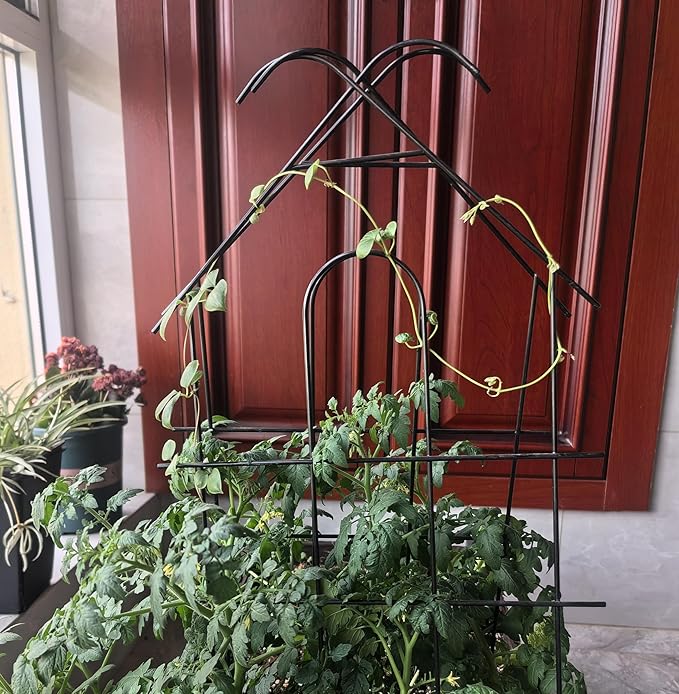 ARIFARO 32" Metal Garden Trellis for Climbing Plants, 4 Pack Plant Trellis for Potted Plants, Indoor Outdoor Black Trellis for Vines, Flowers, Cucumbers, 13.4" Wide