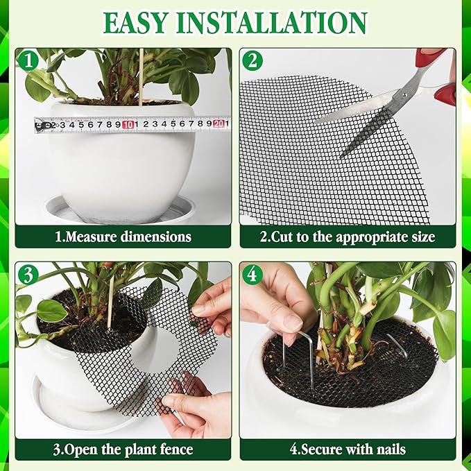 10pc 15.7" Plant Pot Grids Cuttable Plant Pot Soil Covers Protectors from Animals-Indoor Plant Pot Soil Guard for Outdoor Garden Plant Protection Breathable Mesh