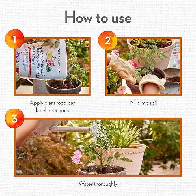 Whitney Farms Organic & Natural Tomato & Vegetable Food 7-6-9 - Fertilizer for In-Ground or Container Gardens - 4 lb.