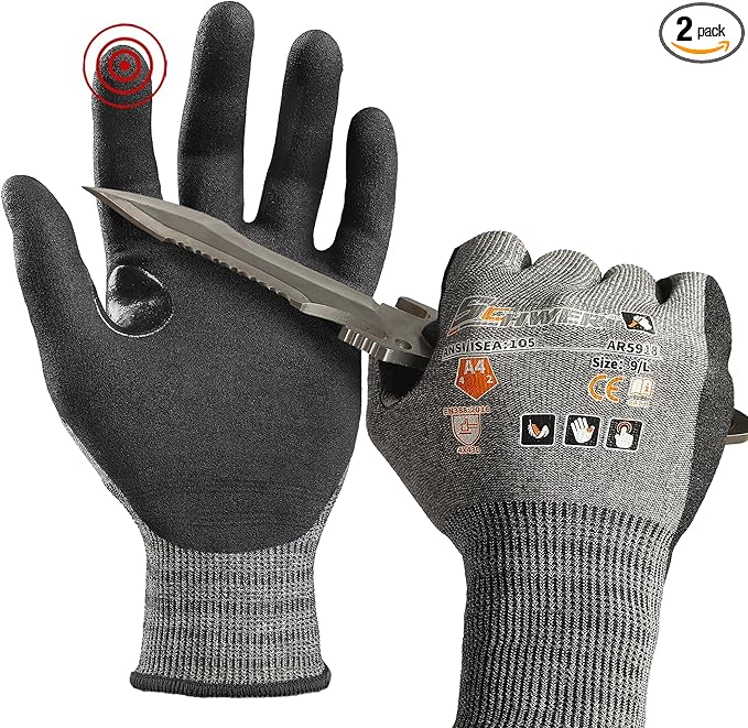 Schwer AIR-SKIN Cut Resistant Gloves AR5918 with Extreme Lightweight&Thin, Level 5 Wire Metal Gloves for Refined Work, Touch-screen, 3D-Comfort Fit, Breathable, Black 2 Pairs (S)