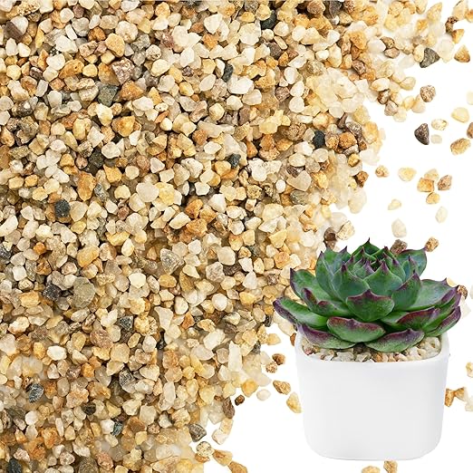 NUPICK 3-5mm Coarse Sand for Plants, 3lb Horticultural Grit for Succulents, Desert Silica Sand for Cactus, Decorative Gravel for Landscaping, Gold Grit for Aquariums, Bonsai, Vases Fillers