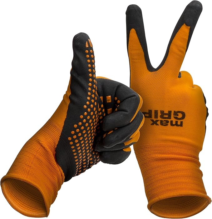Midwest Gloves & Gear 94-L-L-AZ-12 Mens MAX Grip, Single Pair, Orange