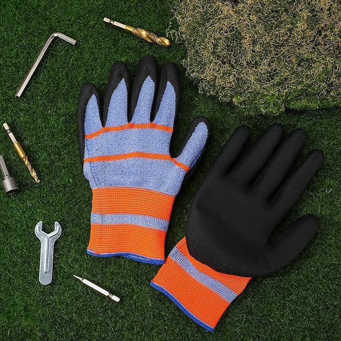 12 Pairs Gardening Gloves for Men Women, Summer Work Thorn Proof Gloves Breathable Latex Coated Outdoor Protective Yard Glove for Weeding, Digging, Raking, and Pruning
