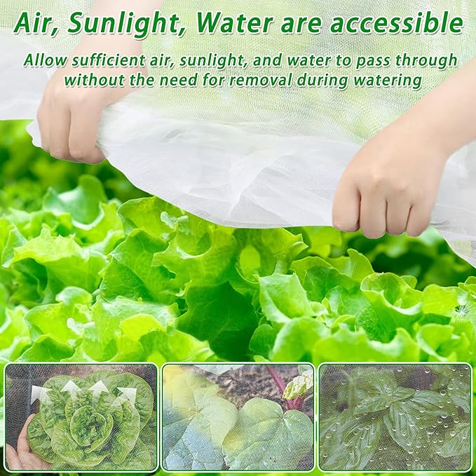 2 Pack Garden Netting for Raised Beds, Rectangular Mesh Plant Covers with Drawstring for Garden Protection, Raised Bed Bird Netting Pest Barrier Screen for Protecting Vegetables Fruits Flowers Crops