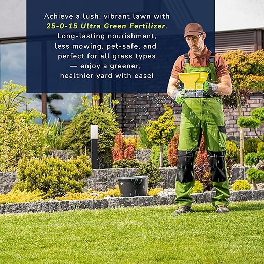 Supply Solutions 25-0-15 Ultra Green Lawn and Turf Fertilizer - 16% Slow Release Nitrogen - Promotes Lush, Green Lawns and Strong Root Growth, Reduces Mowing Frequency (50 Pounds)