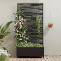 Casaphoria Metal Raised Garden Bed with Trellis and Wheels, 72"x35"x16" Planter Box for Climbing Plants, Vegetables & Vines, Features Drainage Holes and Privacy Screen (Black-Shine)