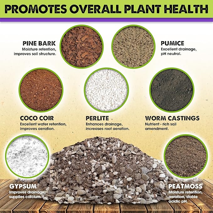 DUSPRO Recycle 1QRT Pre-Mixed House Plant Potting Mix 7in1 with Potting Soil Indoor Plants, Tropical Indoor Potting Soil with Pine Bark, Pumice, Coco Coir, Perlite, Worm Castings, Gypsum, Peat Moss