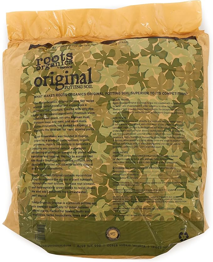 Roots Organics ROD75 Hydroponic Gardening Original Coco Fiber Based Potting Soil 0.75 Cubic Feet, 3 Pack