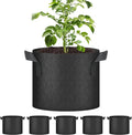 YSSOA 5 Pack 5 Gallon Grow Bags, Aeration Nonwoven Fabric Plant Pots with Handles, Heavy Duty Gardening Planter for Potato, Tomato, Vegetable and Fruits, Black