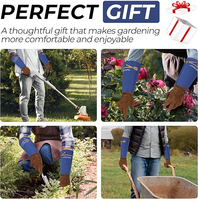 HLDD HANDLANDY Long Gardening Gloves for Women Men - Leather Rose Pruning Gloves Thorn Proof - Breathable Working Glove