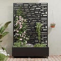 Casaphoria Metal Raised Garden Bed with Trellis and Wheels, 72"x47"x16" Planter Box for Climbing Plants, Vegetables & Vines, Features Drainage Holes and Privacy Screen (Black-Gerald)