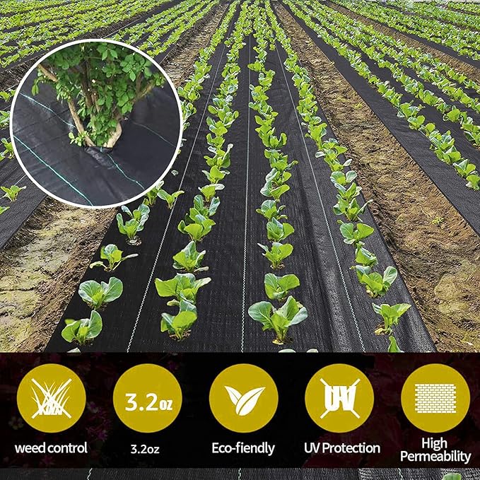 Weed Barrier Landscape Fabric Heavy Duty，Garden Fabric Weed Barrier，Black Mulch for Landscaping, Weed Blocker Fabric Garden Bed Cover Garden Supplies (4ft x 60ft)