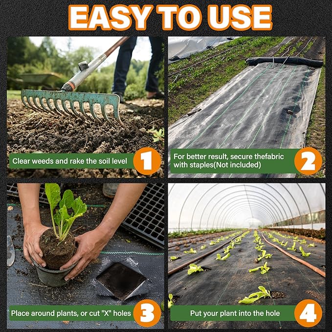 Garden Weed Barrier Landscape Fabric 2FT x 50FT, Premium Weed Control Garden Cloth, Durable Woven Geotextile Fabric, Mulch Breathable Ground Cover for Landscaping Weed Blocker Garden Bed